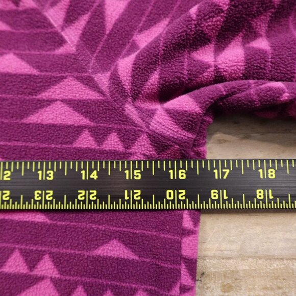 L.L.Bean Fleece Pullover Kids M 10–12 Purple Magenta Geometric Outdoor Layer - Picture 4 of 8
